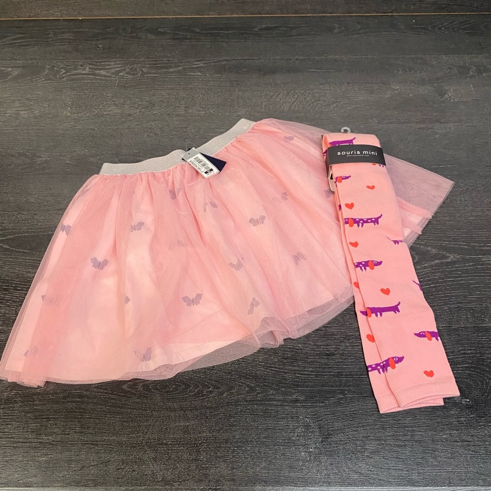 Skirt tulle and jersey 12y and  tights 10-12y